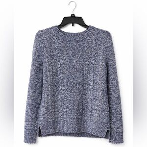 Tommy Hilfiger Cable Knit Sweater Women’s Medium Blue Crewneck Cotton Blend
